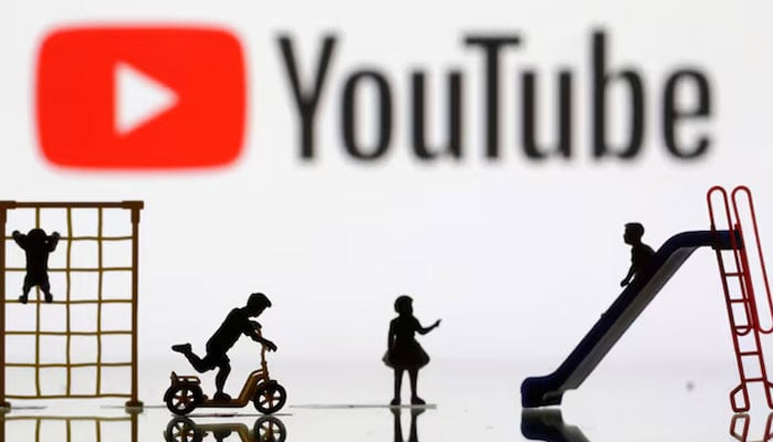 Children playground miniatures are seen in front of displayed Youtube logo in this illustration taken April 4, 2023. — Reuters