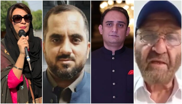 Estranged PTI Senate nominees — (left to right) Ayesha Bano, Irfan Saleem, Waqas Orakzai, and Irshad Hussain — @PTIKPOfficial/File