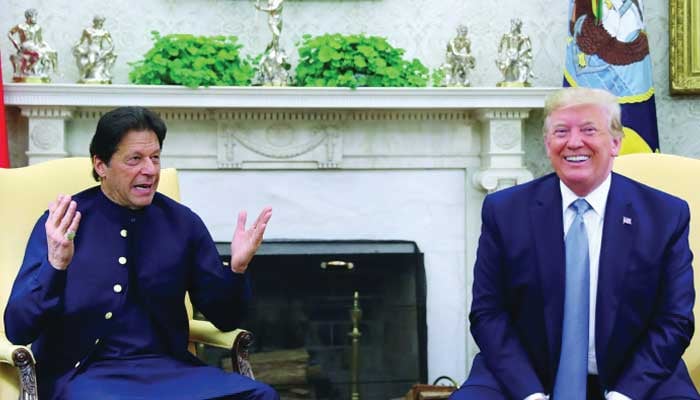 Then-prime minister Imran Khan meets US President Donald Trump in the Oval Office of the White House in Washington, on July 22, 2019. — Reuters