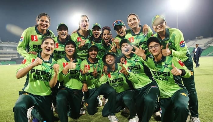 Pakistan womens cricket squad poses for a picture after reUncapped Eyman Fatima gets maiden call as Pakistan name T20 squad for Ireland toursuccess in the qualifier round at the ICC Womens World Cup. — Instagram@fatima_sana14