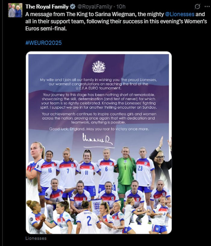 King Charles expresses hope for another thrilling encounter in major statement