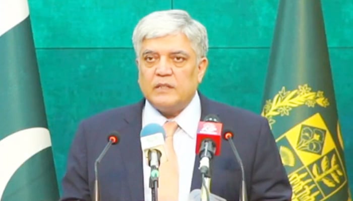 Foreign Office spokesperson Shafqat Ali Khan speaking at the weekly press briefing in Islamabad, on July 24, 2025. — Facebook@foreignofficepk