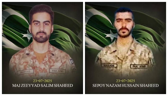 (From left) The collage shows Major Zeeyyad Salim Awal and Sepoy Nazam Hussain. — ISPR