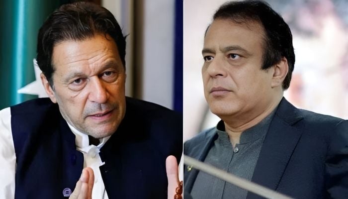 PTI founder Imran Khan (Left) and Senate Opposition Leader Shibli Faraz. — Reuters/APP