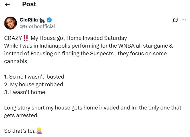 GloRilla breaks silence over shocking burglary attempt turn-out