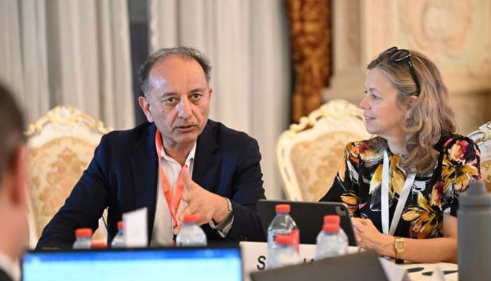 Federal Minister for Climate Change and Environmental Coordination, Dr Musadik Malik speaks during COP29 Heads of Delegation (HoD) Retreat in Shamakhi, Azerbaijan, July 25, 2025. — APP