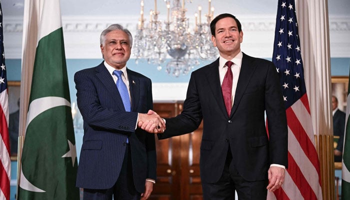 Foreign Minister and Deputy Prime Minister Ishaq Dar meets US Secretary of State Marco Rubio at US State Department, Washington, July 25, 2025. — AFP