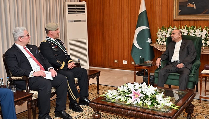 United States Central Command (USCENTCOM) Commander General Michael E Kurilla calls on President Asif Ali Zardari in Islamabad on July 26, 2025. — ISPR