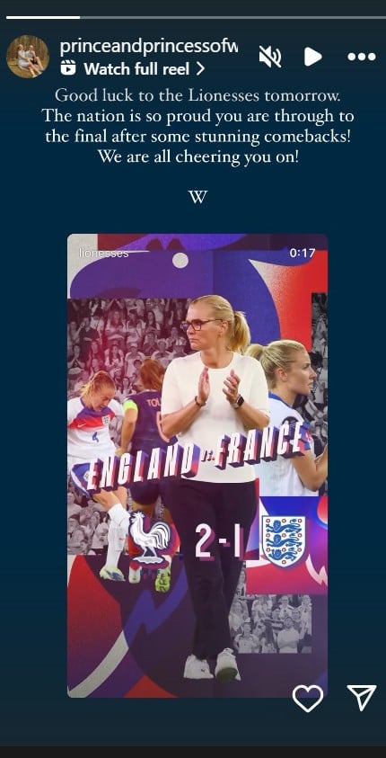 The Prince of Wales encourages Lionesses ahead of final match
