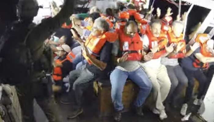 Israeli troops intercept a boat which the pro-Palestinian activist group Freedom Flotilla sailing towards Gaza on July 26, 2025. — Screengrab via Freedom Flotilla
