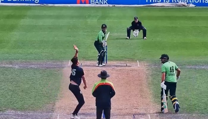 Pakistan Shaheens opening batter Azan Awais plays a shot during the third and final one-day match of the series against PCC Select XI at the 1st Central County Ground in Hove on July 27, 2025. —ECB