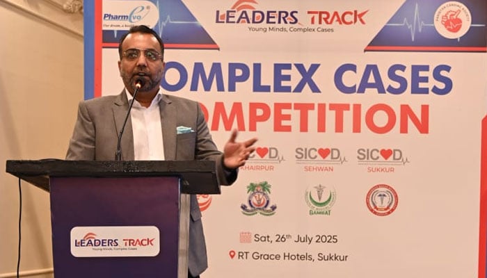 A speaker addresses PCS Leaders Track session held in Sukkur. — Reporter