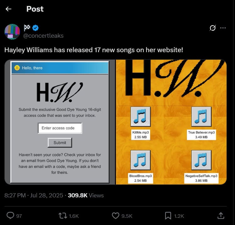 Hayley Williams surprises fans with 17 new songs drop
