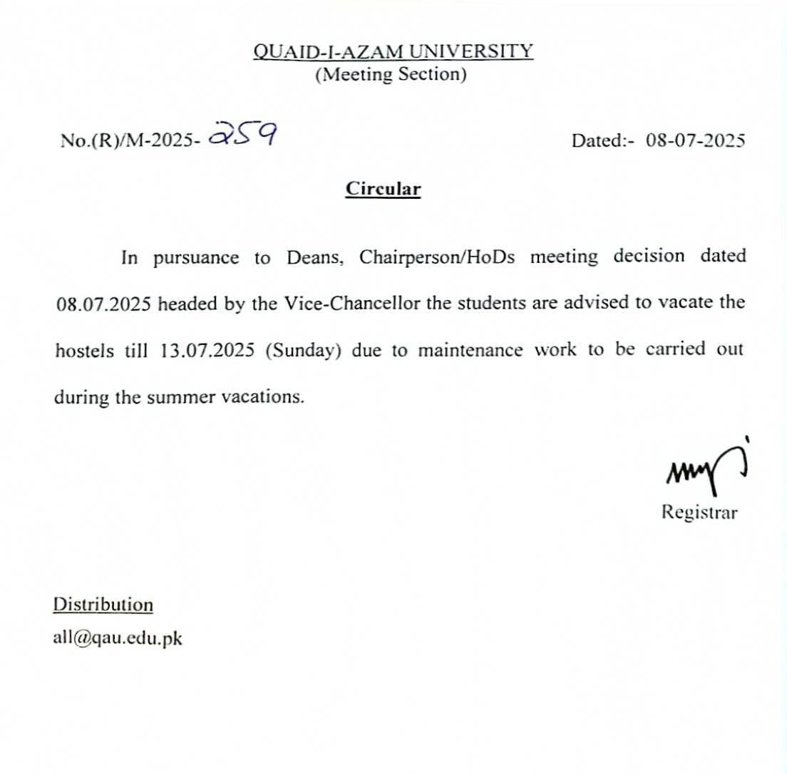 Notification concerning hostels eviction. — Reporter
