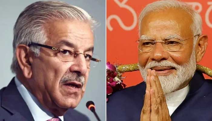 Defence Minister Khawaja Asif (left) and Indian Prime Minister Narendra Modi. — AFP/Reuters/File