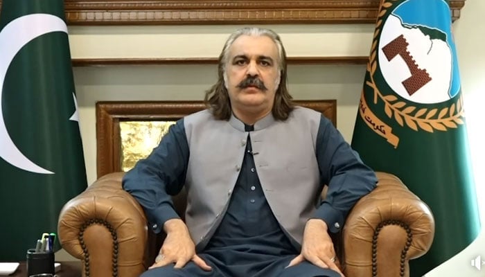 Khyber Pakhtunkhwa Chief Minister Ali Amin Gandapur speaks in a video message, July 30, 2025. — Screengrab via X/@PTIKPOfficial