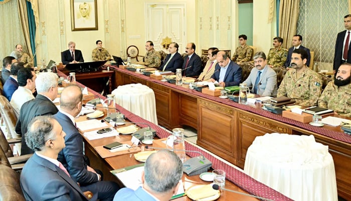 PM Shehbaz Sharif chairs a review meeting of the steering committee on counterterrorism in Islamabad, on July 31, 2025. — Radio Pakistan