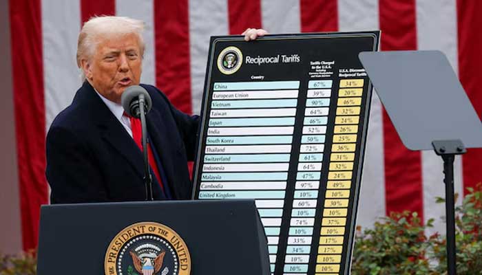 US President Donald Trump delivers remarks on tariffs in the Rose Garden at the White House in Washington, DC, US, April 2, 2025. — Reuters
