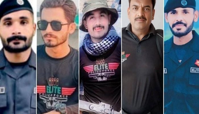 This collage shows martyred cops in bandit attack on checkpost in RYK. — X/@OfficialDPRPP