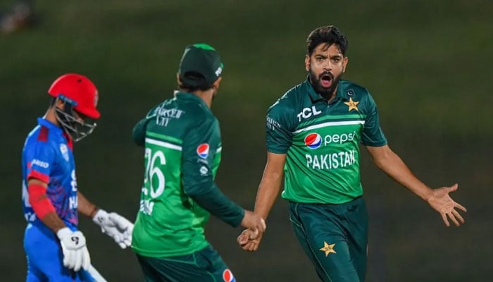 Haris Rauf celebrates after taking wicket against Afghanistan in this undated image. — AFP