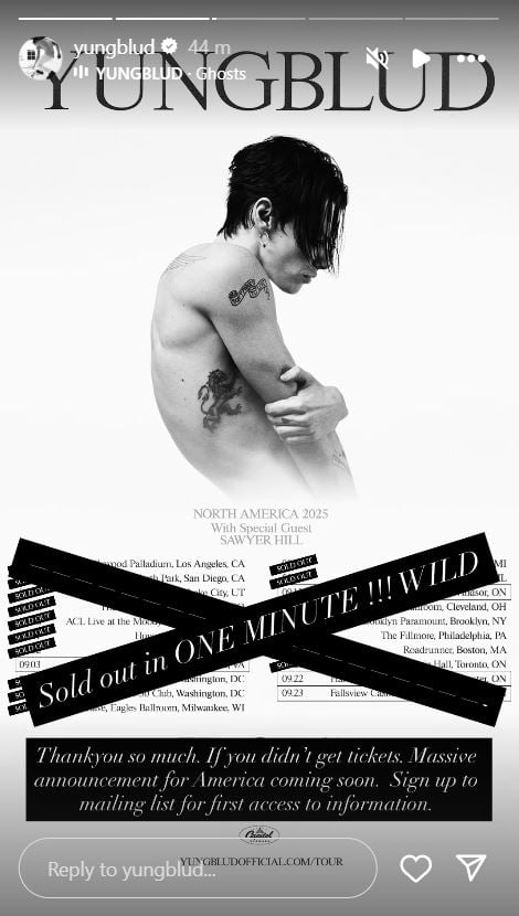 Yungblud celebrates selling new tour dates ‘in one minute