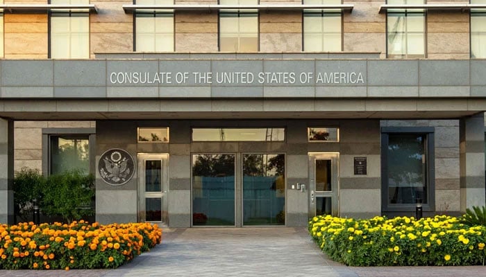 The image shows the front of the US Consulate General Karachi. — Facebook@karachi.usconsulate/File