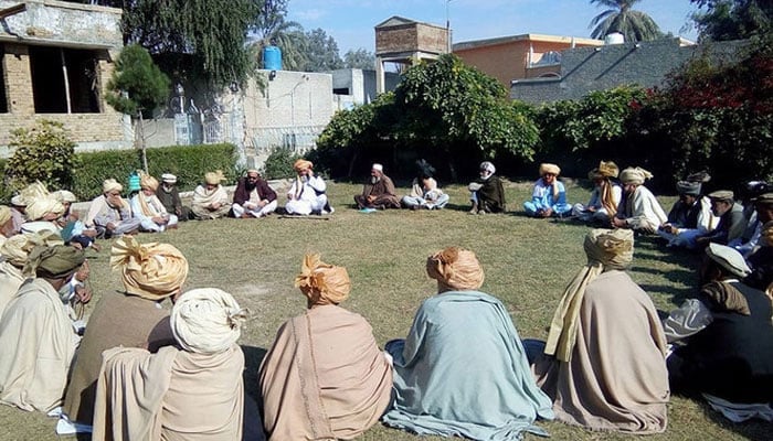 Tribal elders participate in a jirga session in Tank, South Waziristan tribal district, on Dec. 15, 2019. — Facebook@Tank Jirga