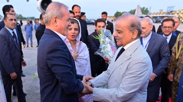Iranian President Masoud Pezeshkian arrives in Pakistan on two-day visit