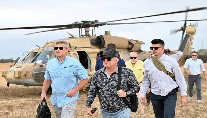 [2/6] U.S. Special Envoy to the Middle East Steve Witkoff and U.S. Ambassador to Israel, Mike Huckabee walk during their visit to the Gaza Strip, August 1, 2025. —Reuters