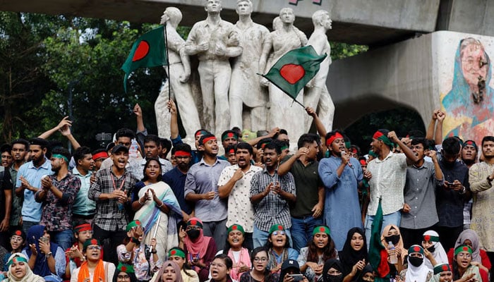Activists of the Anti-Discriminatory Student Movement gather at the University of Dhakas Teacher Student Centre (TSC) during anti-quota protests, in Dhaka, Bangladesh on August 13, 2024. — Reuters