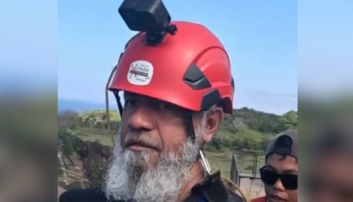 This screengrab shows Dr Zakir Naik bungee jumping in Bali, Indonesia, August 2, 2025. — X/@drzakiranaik