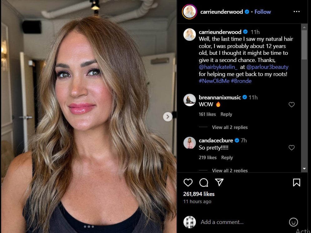 Carrie Underwood returns to original look