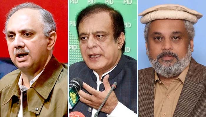 Omar Ayub, Shibli Faraz and Sahibzada Hamid Raxa. — APP/APP/Radio Pakistan/File
