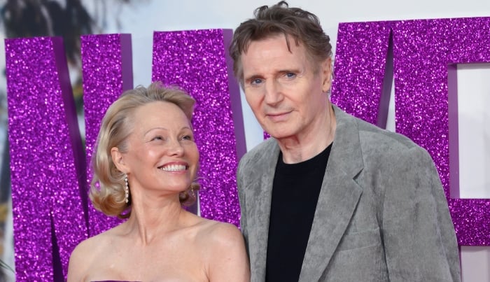 Photo: Pamela Anderson, Liam Neeson flirt on air during recent appearance