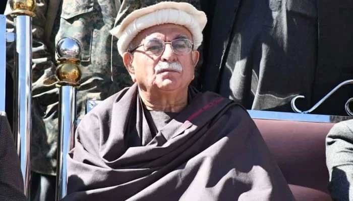 Pashtunkhwa Mili Awami Party (PkMAP) Chairman Mahmood Khan Achakzai is participating in a protest in Pishin on February 22, 2024. — X/ @MKAchakzaiPKMAP