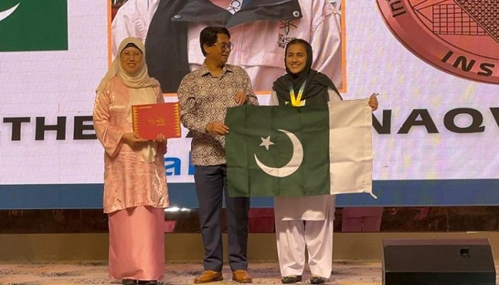 Pakistan bags gold, bronze medals at global nuclear science Olympiad 8 Another Pakistani student receives a medal at the 2nd International Nuclear Science Olympiad in Kuala Lumpur, Malaysia, on August 5, 2025. —APP