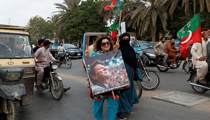 PTI supporters take part in a nationwide protest demanding Imran Khans release on the second anniversary of his jailing, in Karachi, on August 5, 2025. — Reuters