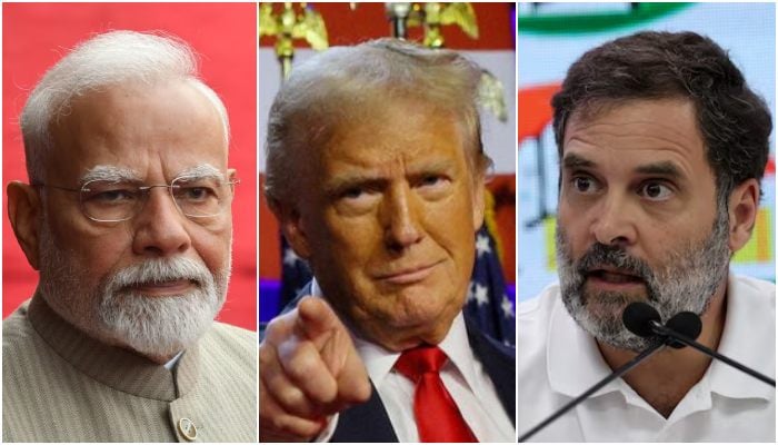 (From left to right) Indian PM Narendra Modi, US President Donald Trump and Indias Opposition Leader Rahul Gandhi. — Reuters/File