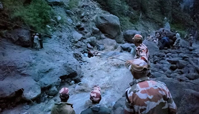 Rescue operations amid heavy rains in location given as Kinnaur, Himachal Pradesh, India in this handout image released on August 6, 2025. — Reuters