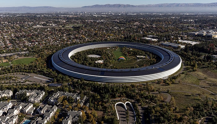 Aerial view of Apples headquarters in Cupertino, California, US, October 28, 2021. Picture taken October 28, 2021. — Reuters