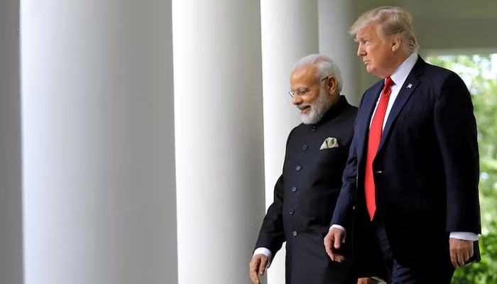 President Donald Trump arrives for a joint news conference with Indian Prime Minister Narendra Modi in the Rose Garden of the White House in Washington. — Reuters/File
