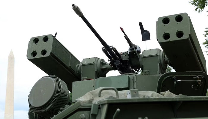 A view shows a Stryker armored vehicle with the Washington Monument in the background on the day of a military parade to commemorate the US Armys 250th Birthday in Washington, DC US, June 14, 2025. — Reuters