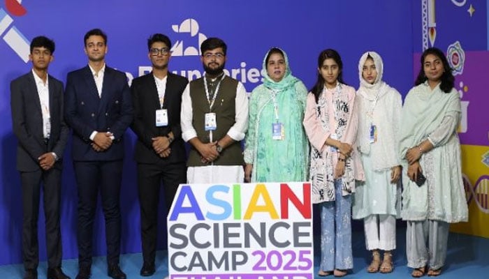Pakistan team members pose for a group photo at the Asian Science Camp 2025 in Thailand. — APP