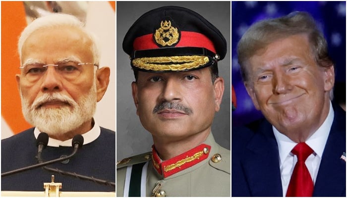 (From left) This combination of images shows Indian Prime Minister Narendra Modi, Pakistans army chief, Field Marshal Asim Munir, and US President Donald Trump. — Reuters/ISPR/File