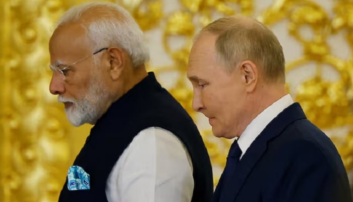 Russias President Vladimir Putin and Indias Prime Minister Narendra Modi attend an awarding ceremony at the Kremlin in Moscow, Russia, July 9, 2024. — Reuters