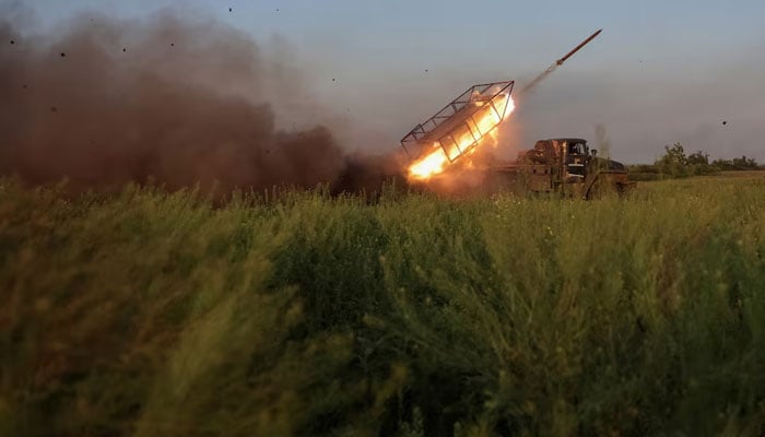 Servicemen of the 25th Separate Airborne Brigade of the Armed Forces of Ukraine fire a BM-21 Grad multiple rocket launch system towards Russian troops, amid Russias attack on Ukraine, near the frontline town of Pokrovsk, in Donetsk region, Ukraine June 8, 2025. — Reuters