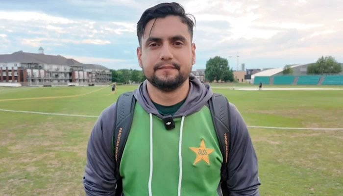 Right-handed batter Haider Ali speaks during an interview at Kent County Cricket Ground. — Screengrab via Facebook/@PakistanCricketBoard/File