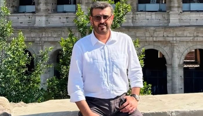 MNA Abdul Qadir Gilani is seen in front of the Colosseum in Rome Italy in this image dated August 7, 2025. — Instagram/@ak.gillani