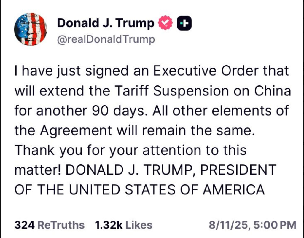 US and China extend tariff truce by 90 days