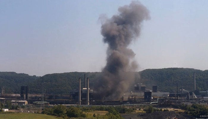 Smoke rises from an explosion at U.S. Steels Clairton Coke Works plant in Clairton, Pennsylvania, U.S., August 11, 2025 in this screengrab obtained from a social media video. — Reuters